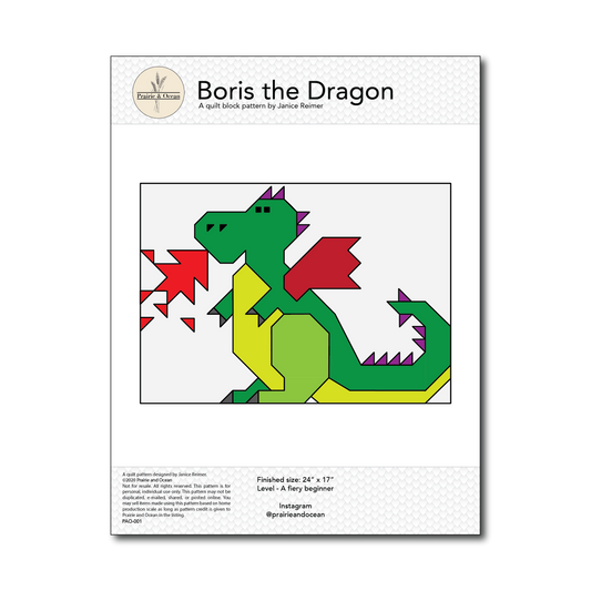 Boris the Dragon Quilt Pattern - PDF