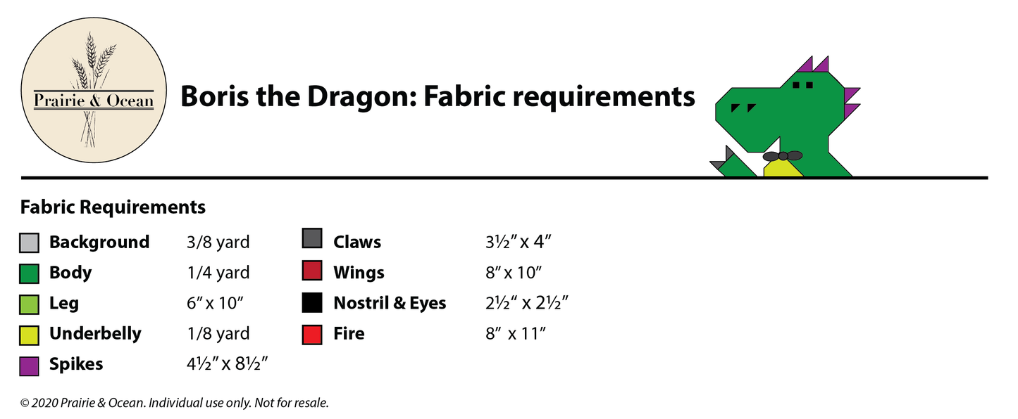 Boris the Dragon Quilt Pattern - PDF
