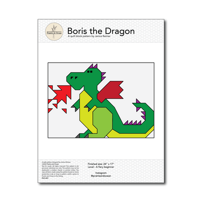 Boris the Dragon Quilt Pattern - PDF