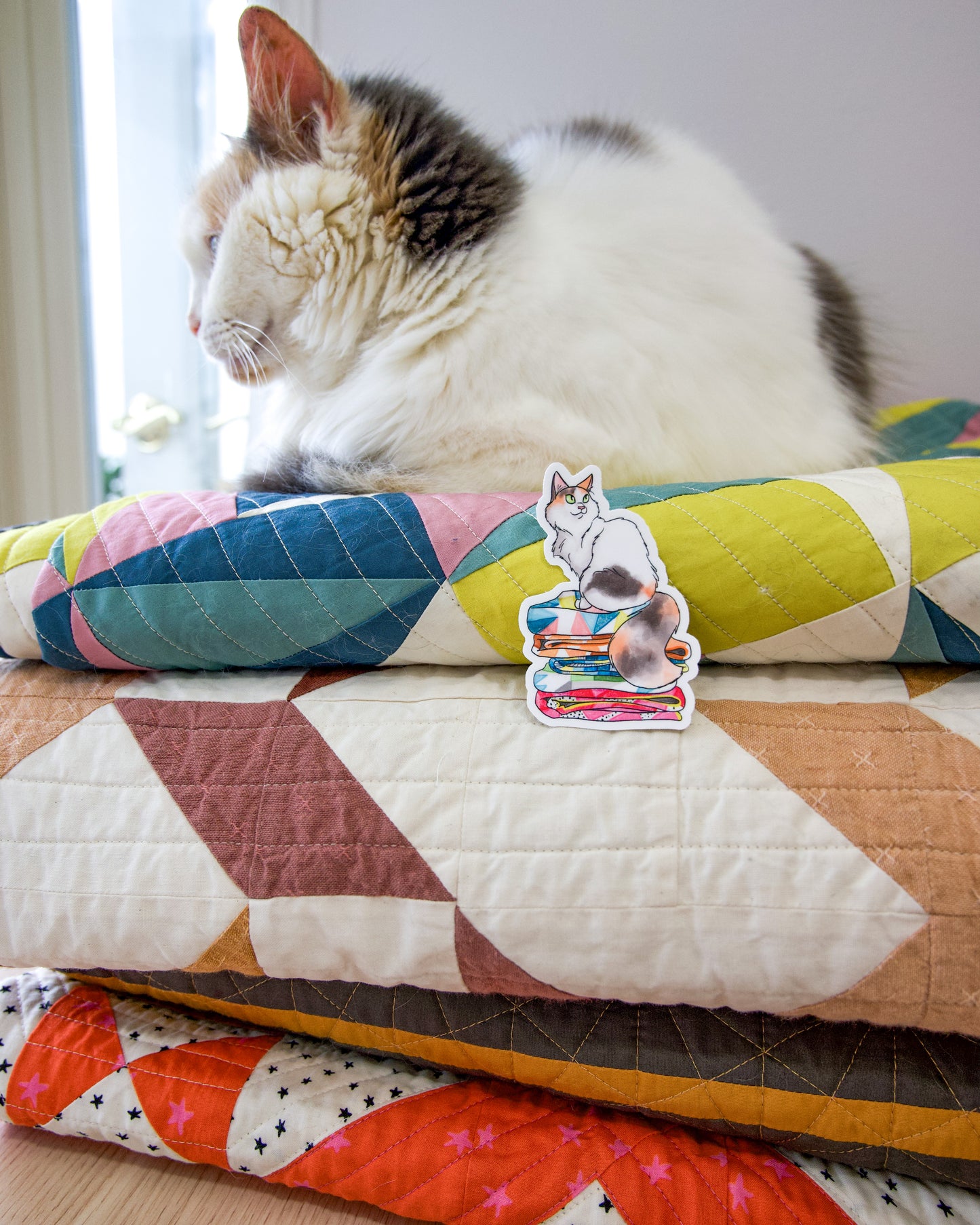 #catsonquiltstacks sticker